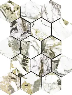 Мозаика MALLA HEX CR LUX GROTTA ORO 32.5x22.5