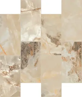 Мозаика 767786 Onyx&More Golden Blend Satin Modulo Muretto 6mm 7,5x15 30x30