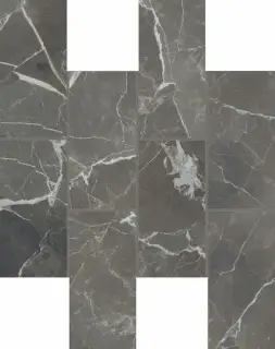 Мозаика 756817 Stones 2.0 Calacatta Black Smooth Muretto 6mm 7,5x15 30x30