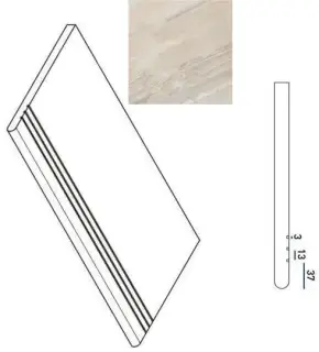 Ступени 620040000024 WHITE GRADINO ROUND GRIP SX 30x60