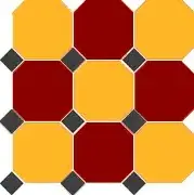 Керамогранит 4421/20 OCT14-B Brick Red 20 Ochre Yellow 20 Octagon/Black 14 Dots 30x30 см