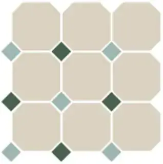 Керамогранит 4416 OCT13+18-A White OCTAGON 16/Turquoise 13 + Green 18 Dots (лист 30х30 9 штук+вставки)