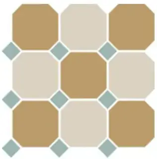 Керамогранит 4403+16 OCT13-A Yellow 03 White 16 OCTAGON/Turquoise 13 Dots (лист 30х30 9 штук+вставки)