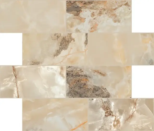 Мозаика 767786 Onyx&More Golden Blend Satin Modulo Muretto 6mm 7,5x15 30x30