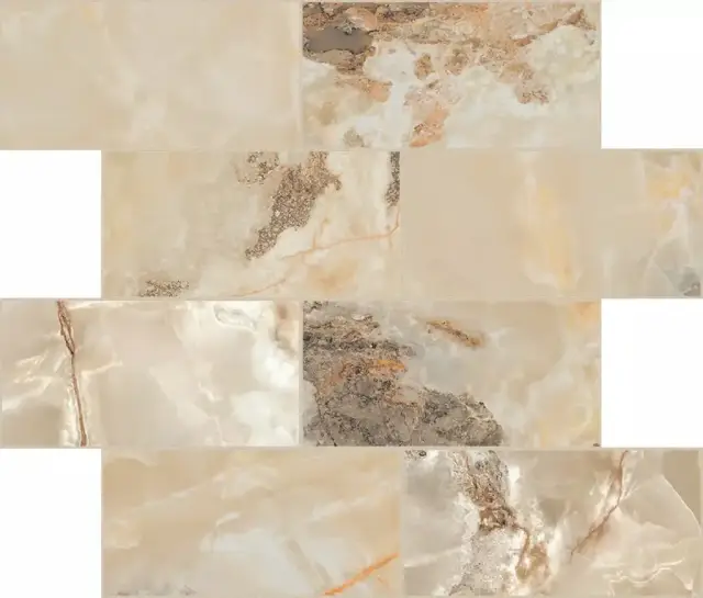 Мозаика 767784 Onyx&More Golden Blend Glossy Modulo Muretto 6mm 7,5x15 30x30