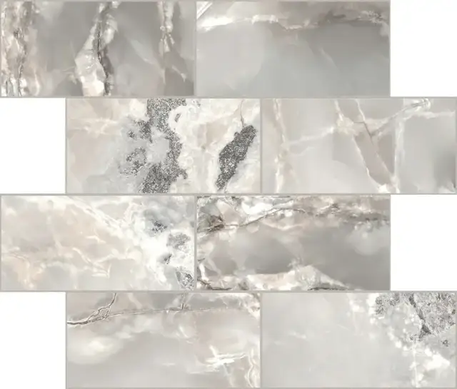 Мозаика 767710 Onyx&More Silver Blend Satin Modulo Muretto 6mm 7,5x15 30x30