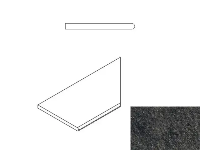 Керамогранит 620090000668 Бортик Рум Блэк закругленный правый Х2 30х60