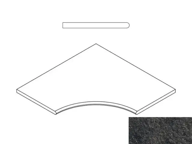 Керамогранит 620090000663 Бортик Рум Блэк угловой закругленный 30 Х2 60х60