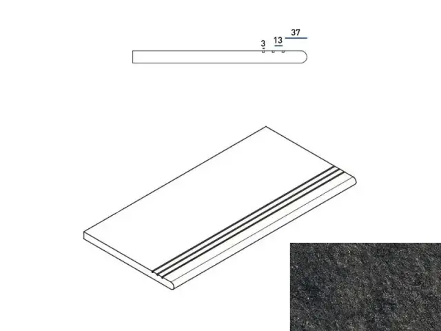 Ступени 620040000101 Ступень Рум Блэк закругленная грип Х2 30х60