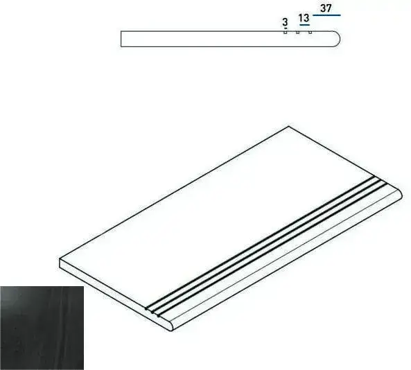 Ступени 620040000028 CARBON GRADINO ROUND GRIP 30x60