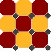 Керамогранит 4420/21 OCT14-A Brick Red 20 Ochre Yellow 20 Octagon/Black 14 Dots 30x30