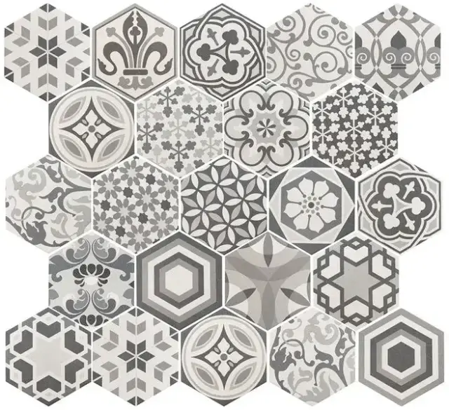 Керамогранит 21357 Hexatile Harmony B&W 17,5x20