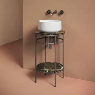 Artceram Vogue Металическая структура Ø44хh72,5см., напольная, с  раковиной, с мраморной столешницей и полочкой, цвет: moka/белый