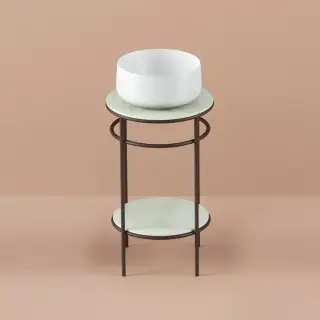 Artceram Vogue Металлическая структура Ø44хh72,5см, напольная, с раковиной, с мраморной столешницей и полочкой, цвет: moka/белый
