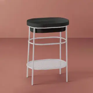 Artceram FUORI SCALA Металическая структура 36.5x58.6хh83см с раковиной без отв под смеситель, Fuori Scala ovale 58, напольная, цвет: белый матовый/черный матовый