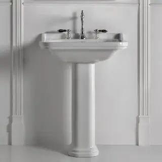 Kerasan Waldorf Раковина 80х55 см, 3 отв., с пьедесталом, цвет: белый/хром