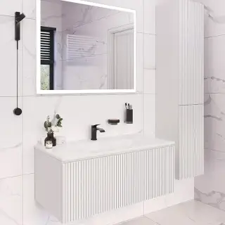 TW Shape комплект подвесной мебели 100х50см, с раковиной, с 1 выдвиж. ящиком с механизмом push-to-open, цвет: белый матовый RAL9003