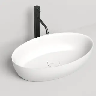 Salini Alda Раковина накладная  58х35х15cм, без отв., без перелива, S-Stone, цвет: белый матовый