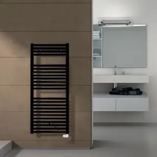 Irsap Ares Полотенцесушитель электрический 58x111.8x3см (22 трубок-2 пром), мощность:700 ватт, с хромир.регул. темп-ры, провод: 120см, цвет: черный матовый