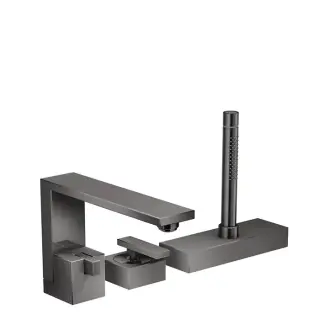 Axor Edge Смеситель на борт ванны, на 3 отв., с ручным душем, излив 210мм, алмазная огранка, цвет: черный