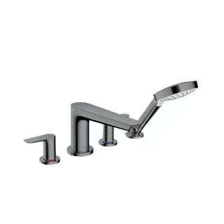 Hansgrohe Talis E Смеситель на борт ванны, на 4 отв, с ручным душем, излив 196мм, цвет: шлифованный черный хром