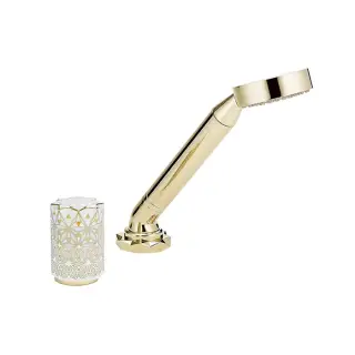 THG Nihal Porcelaine Ivoire Смеситель на борт ванны на 2 отверстия, прогрессивный, с ручным душем, цвет: Soft gold