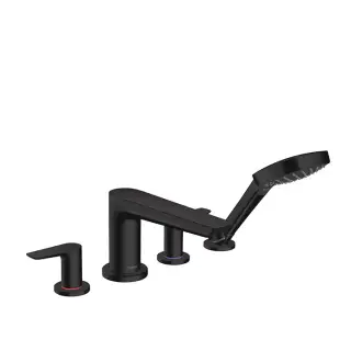 Hansgrohe Talis E Смеситель на борт ванны, на 4 отв, с ручным душем, излив 196мм, цвет: черный матовый