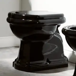 Kerasan Retro Унитаз 53х38.5см., приставной, слив в пол, цвет: черный глянцевый