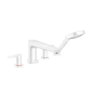 Hansgrohe Talis E Смеситель на борт ванны, на 4 отв, с ручным душем, излив 196мм, цвет: белый матовый