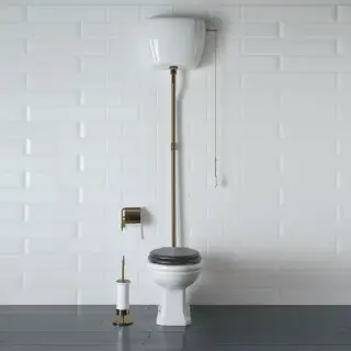 Globo Paestum Унитаз напольный слив в пол, 58х37,5см, с высоким бачком, трубой, цвет: белый/бронза