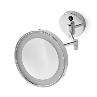 Oasis Square Косметическое увеличительное зеркало х3, со светодиодной подсветкой от электросети, цвет: хром