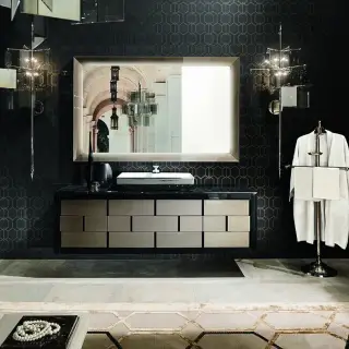 VITAGE milldue edition RITZ Комплект мебели с тумбой под раковину, раковиной LONDRA, зеркалом LOSANNA, 181 см, подвесной, цвет: белый/Canneté