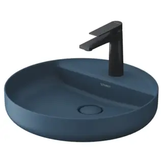 Duravit Vitrium Раковина накладная 46см., с 1 отв., круглая, из DuroCast UltraResist, без перелива, с полкой, цвет: синий матовый