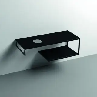 Kerasan Louise Металлическая структура для раковины 120см, подвесная, с полкой, с 1 отв., с полотенцедержателем, цвет: черный матовый