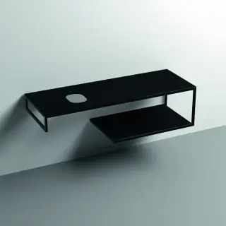 Kerasan Louise Металлическая структура для раковины 140см, подвесная, с полкой, с 1 отв., с полотенцедержателем, цвет: черный матовый