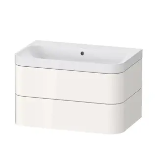 Duravit Happy D.2 Plus Тумба подвесная с раковиной 77.5х49х46.8см., без отв., 2 ящика, выпуск и сифон в комплекте, цвет: белый глянцевый