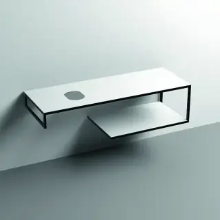 Kerasan Louise Металлическая структура для раковины 140см, подвесная, с полкой, с 1 отв., с полотенцедержателем, цвет: белый матовый