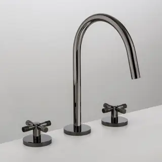 Gattoni MD Смеситель для раковины, 3 отв., ручки ALZO, с донным клапаном, цвет: черный никель