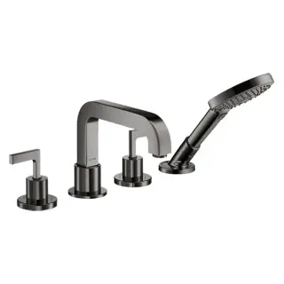 Axor Citterio Смеситель на борт ванны, на 4 отв., с ручкой: рычаг, с ручным душем, цвет: полированный черный хром