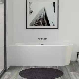 KNIEF Wall Corner R Ванна пристенная с монтажом в левый угол 180х80х60см, с щелевым переливом, цвет: белый со слив-переливом