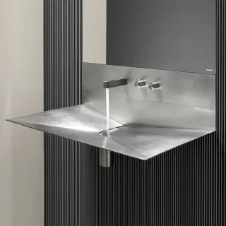 Antonio Lupi Lavandino Раковина 72х44.5х27.5 см, 3 отв., из нержавеющей стали, со смесителем и самотечным донным клапаном, цвет: Stainless steel 316/L