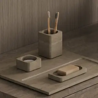 Dea Design Marble Стакан настольный, 8х8xh10.4cм., из мрамора, цвет: Travertine