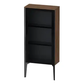 Duravit XViu Шкаф подвесной со стеклянной дверью 50x24x89см, 2 стеклянные полки (петли справа), цвет: walnut dark/черный матовый