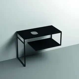 Kerasan Louise Металлическая структура для раковины 100х74см, напольная, с полкой, с 1 отв., с полотенцедержателем, цвет: черный матовый