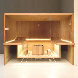 Effegibi Air 80 Сауна 247x182x213см, угловая SX, цвет: осина термообработанная