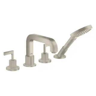 Axor Citterio Смеситель на борт ванны, на 4 отв., с ручкой: рычаг, с ручным душем, цвет: шлифованный никель