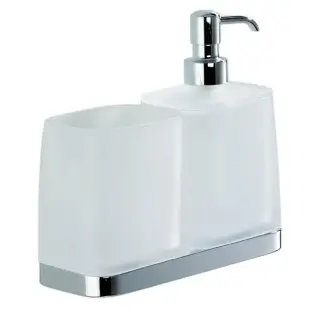 Colombo Time Дозатор для жидкого мыла со стаканом, настольный, цвет: хром/матовое стекло