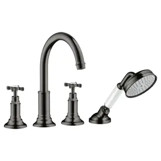 Axor Montreux Смеситель на борт ванны, на 4 отв., с ручным душем, цвет: полированный черный хром