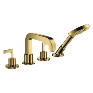 Axor Citterio Смеситель на борт ванны, на 4 отв., с ручкой: рычаг, с ручным душем, цвет: полированное золото