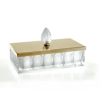 3SC Montblanc Контейнер с крышкой настольный 23хh17х12,5 см, цвет: прозрачный хрусталь/золото матовое